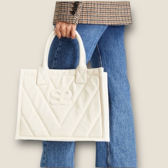 SANDRO Kasbah Quilted Canvas Tote Bag In Ecru. NWT #1549 - Picture 1 of 5